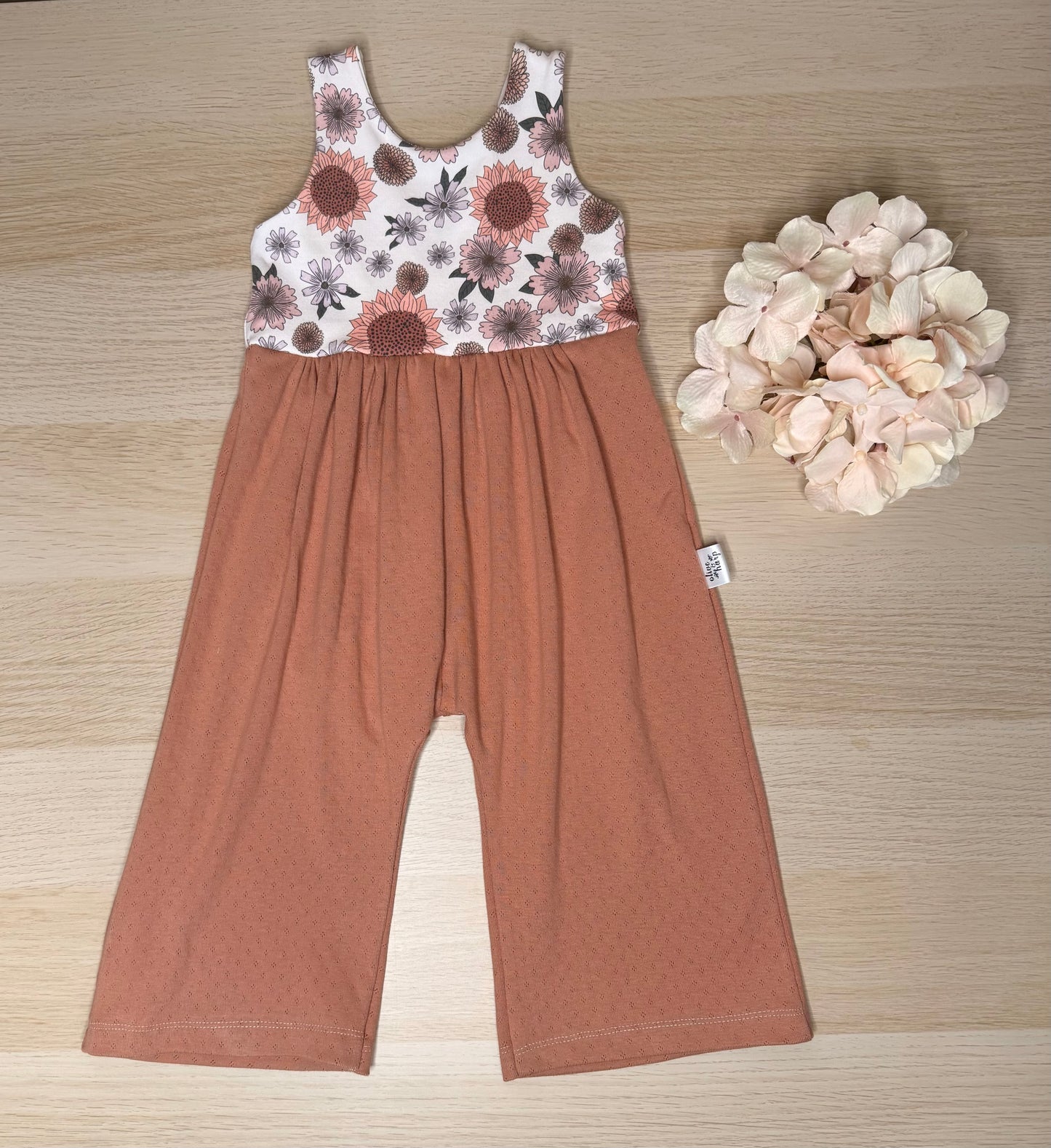 Lucy Wide Leg Romper- Brick Flowers