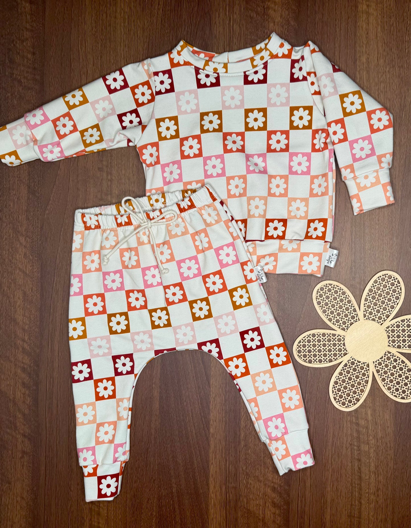 Finley Jogger Set- Check Flowers
