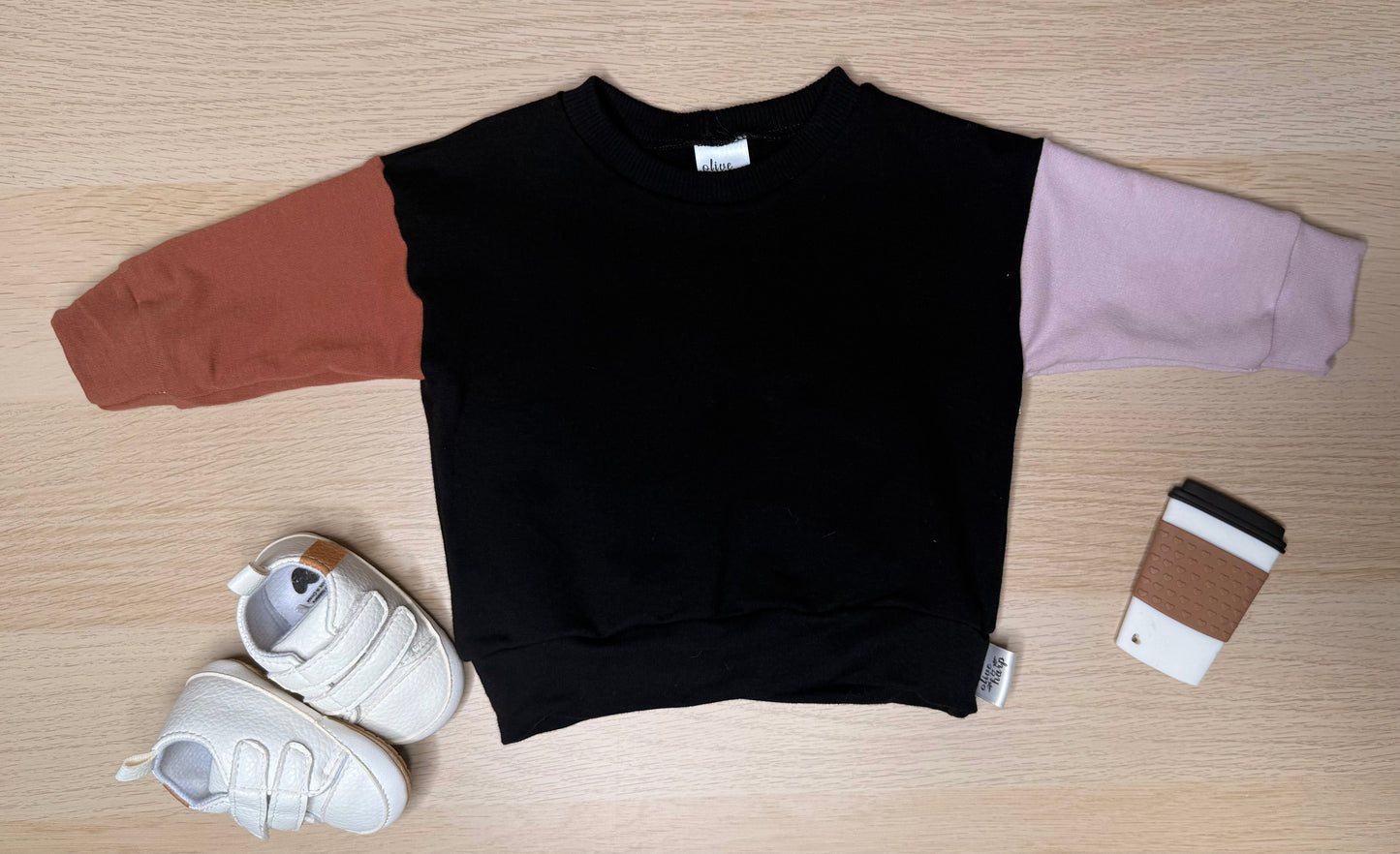 Jayden Drop Sleeve Block Crewneck-Pink