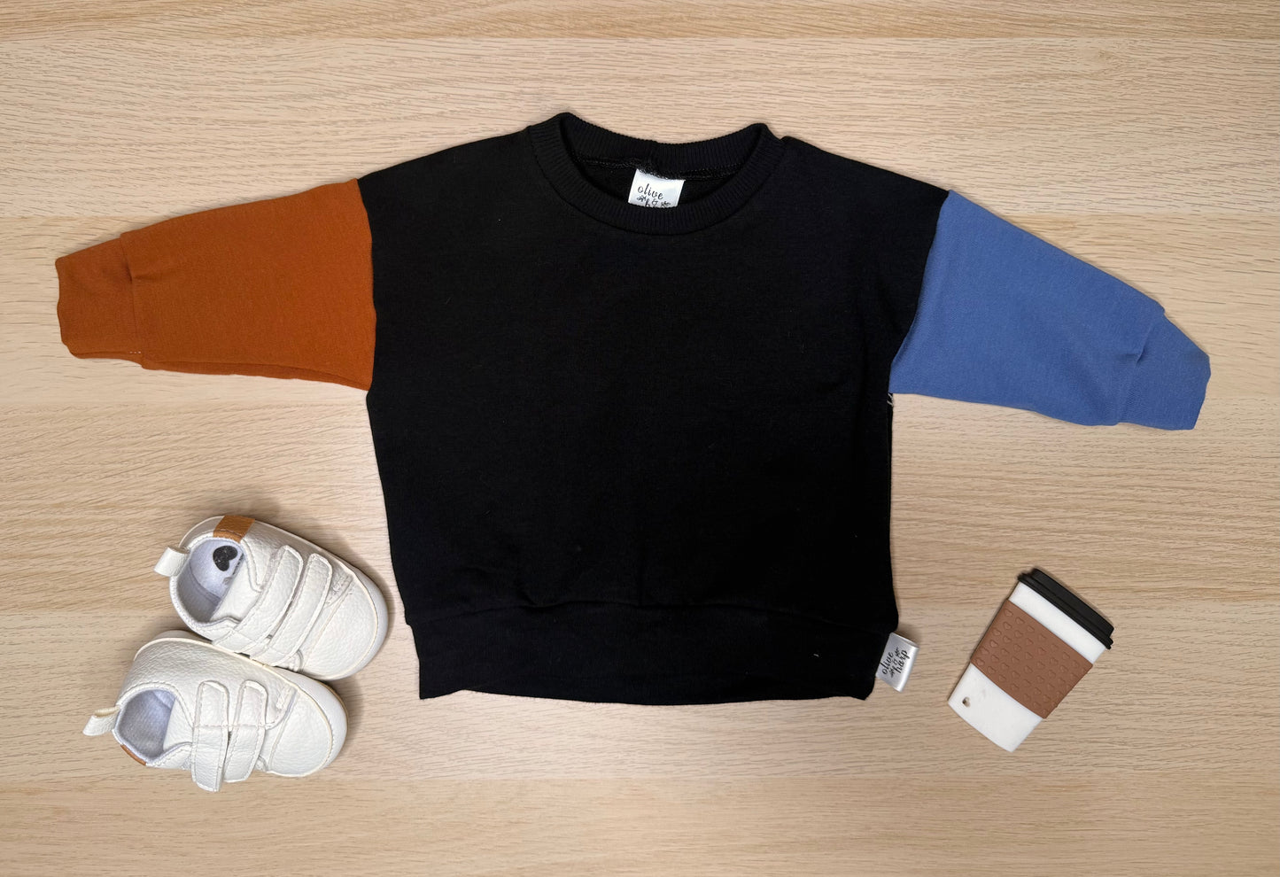 Jayden Drop Sleeve Block Crewneck-Blue