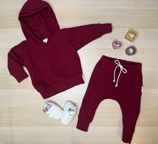 Quilted Finley Romper- Cranberry