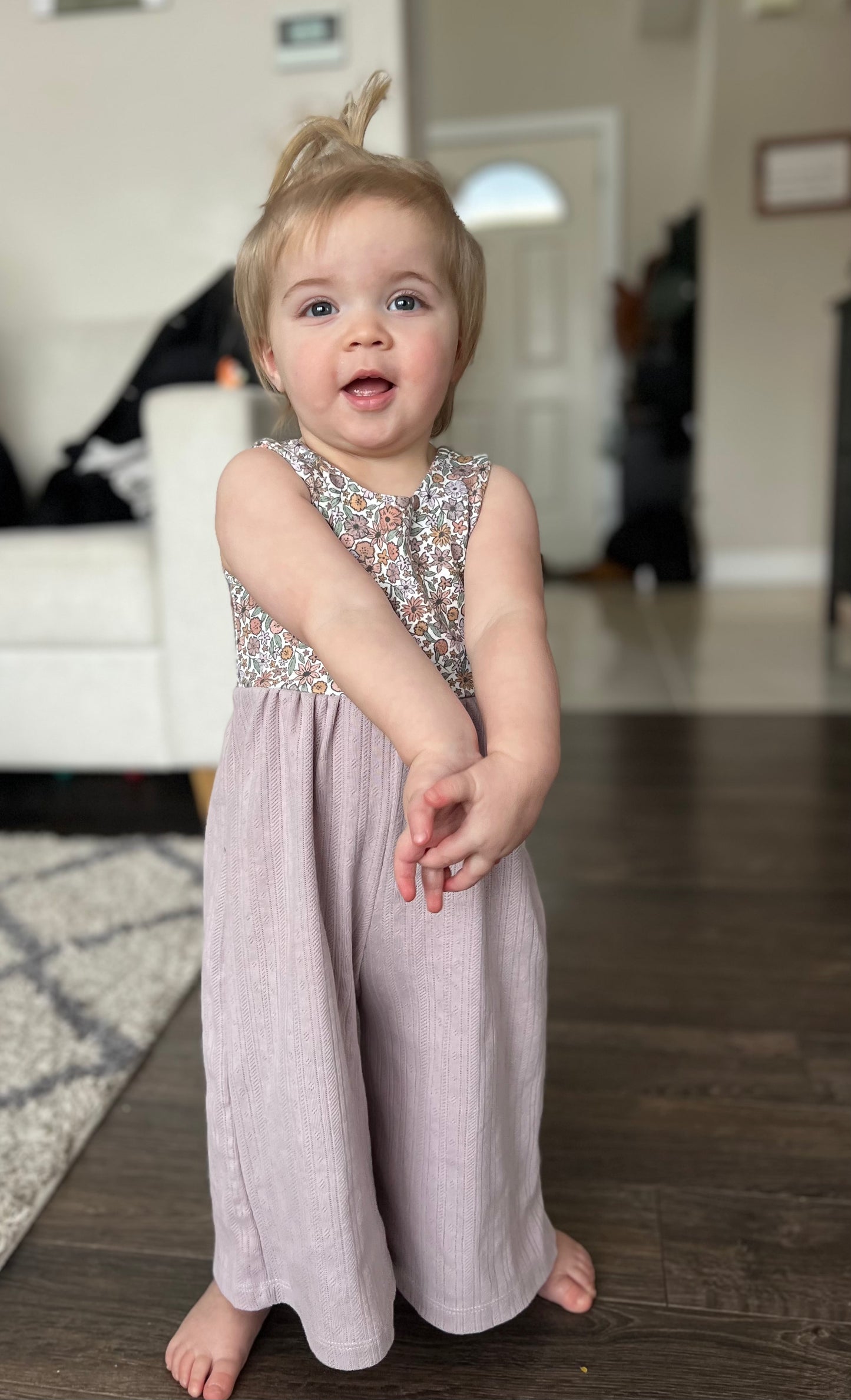 Lucy Wide Leg Romper- Pale Sunflowers