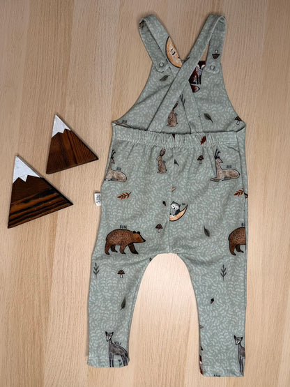 River Overalls- Green Animals