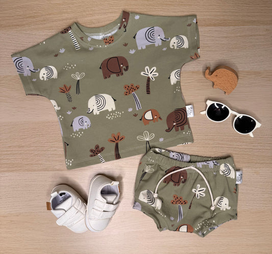 Beau Boxy Tee Set- Ellie Elephant