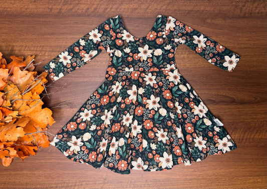 Rowan Twirl Dress-Green Floral