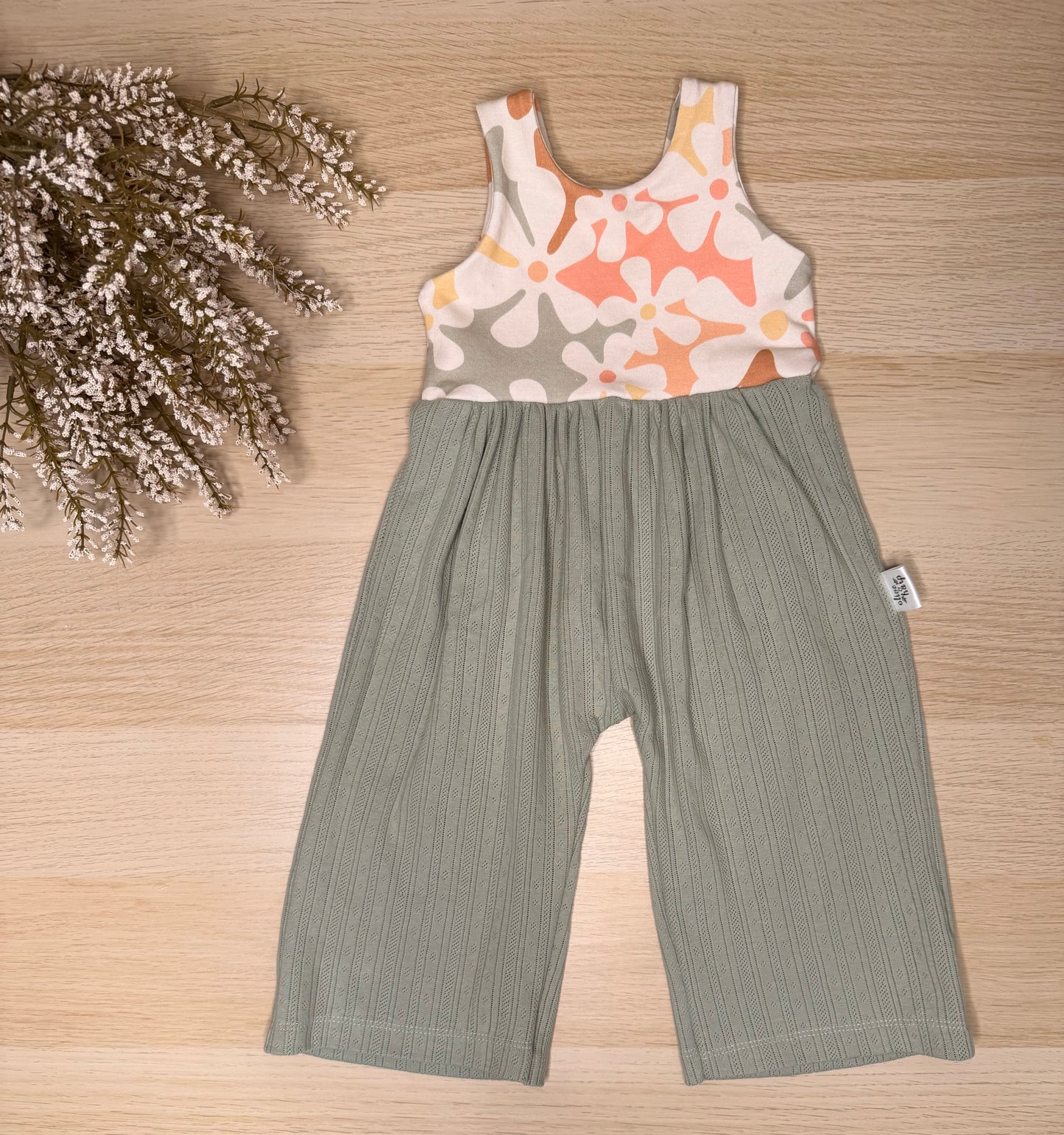 Lucy Wide Leg Romper- Groovy Green
