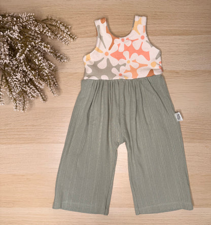 Lucy Wide Leg Romper- Groovy Green