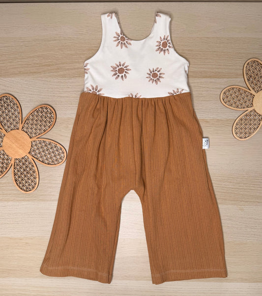 Lucy Wide Leg Romper- Amber Sunflower
