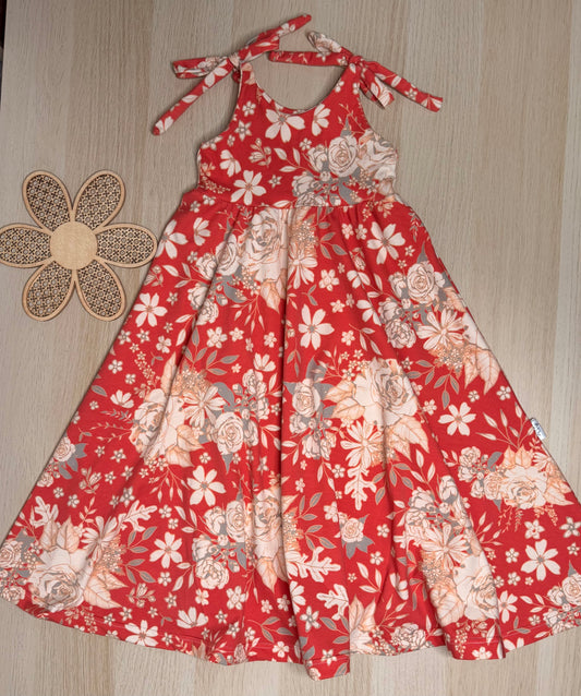 Juniper Tie Dress-Coral