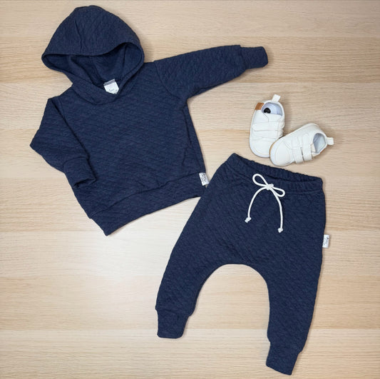 Quilted Finley Romper- Navy