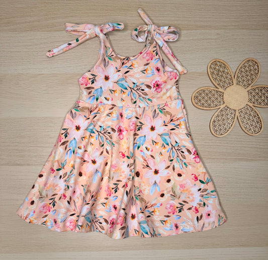 Tie Dress-Pink Floral
