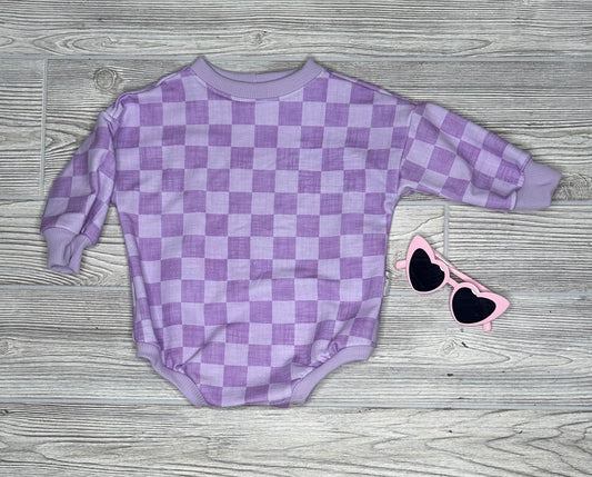 Alex Romper- Purple Plaid