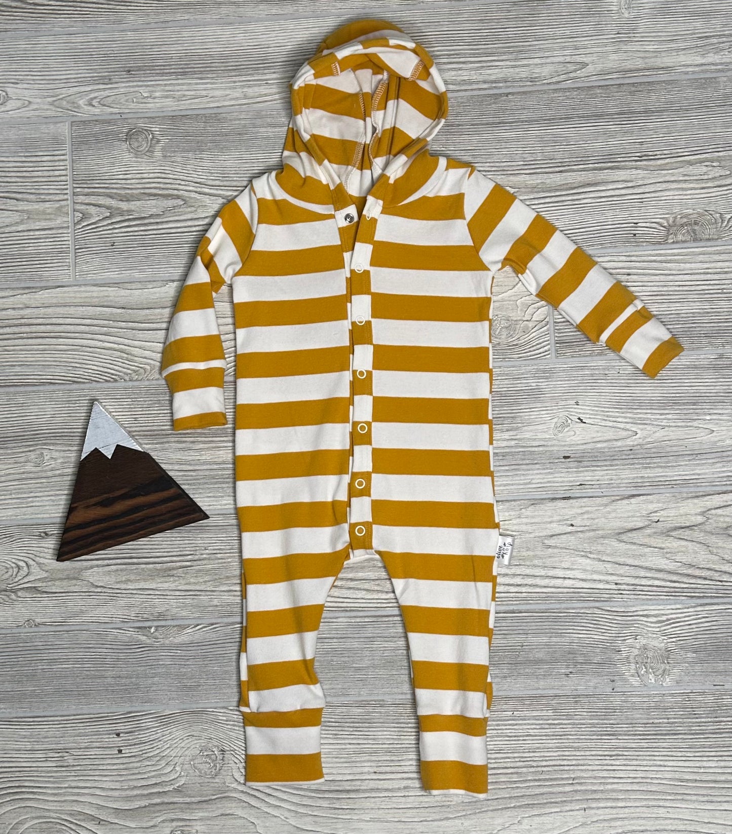 Jude Hooded Romper- Gold Stripes