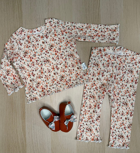 Marlow Pants&Tee Set- Mini Orange Floral