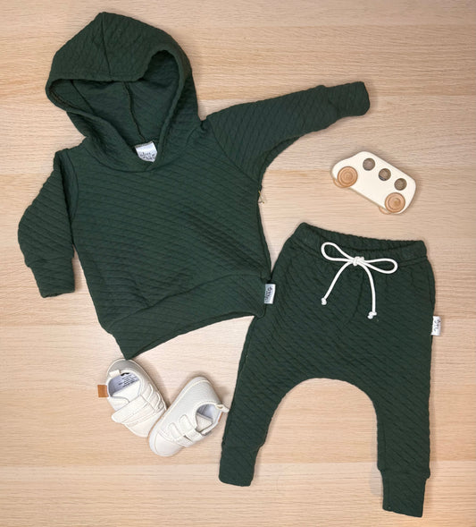 Quilted Finley Romper- Forest Green