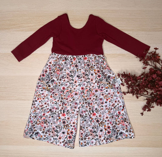 Lucy Romper- Burgundy Floral