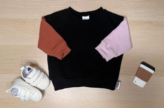 Jayden Drop Sleeve Block Crewneck-Pink
