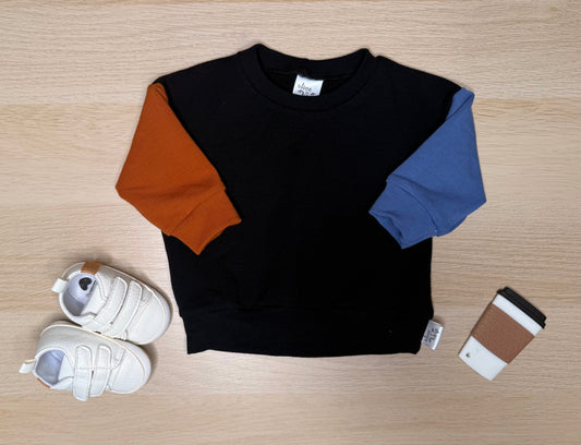 Jayden Drop Sleeve Block Crewneck-Blue