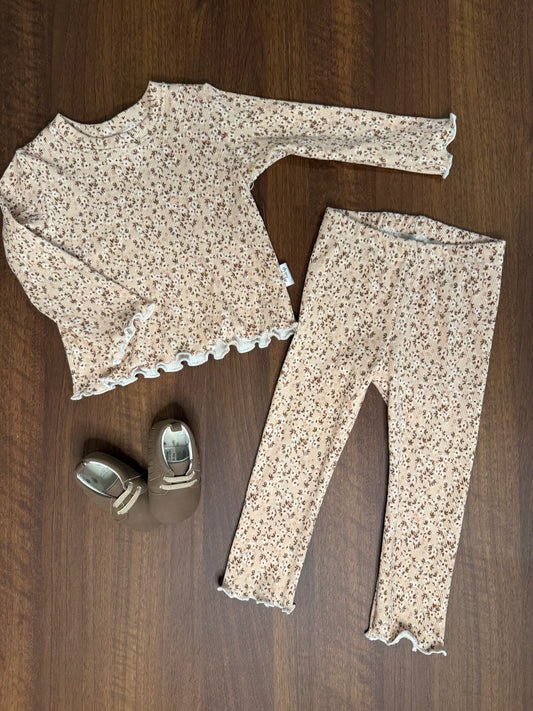 Marlow Pants&Tee Set-Mini Brown Floral