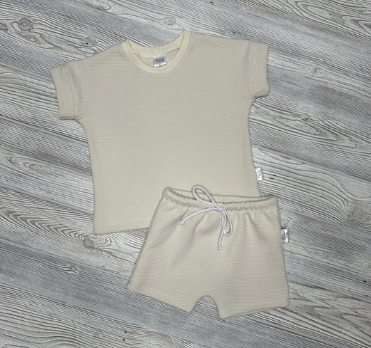 Phoenix Lounge Set- Cream (waffle knit)