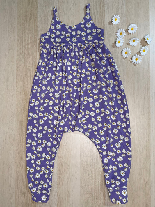 Everly Romper- Purple Daisy