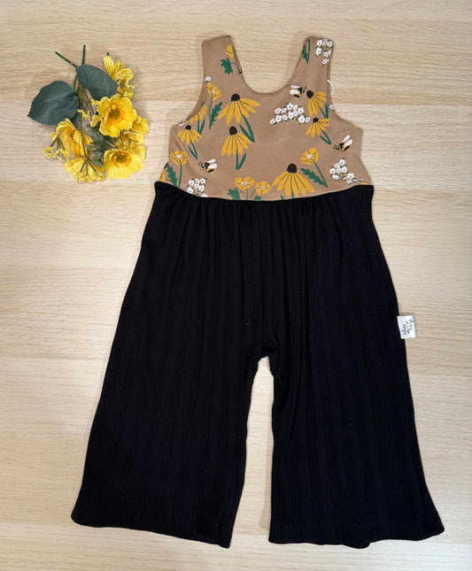 Lucy Wide Leg Romper- Black Bees